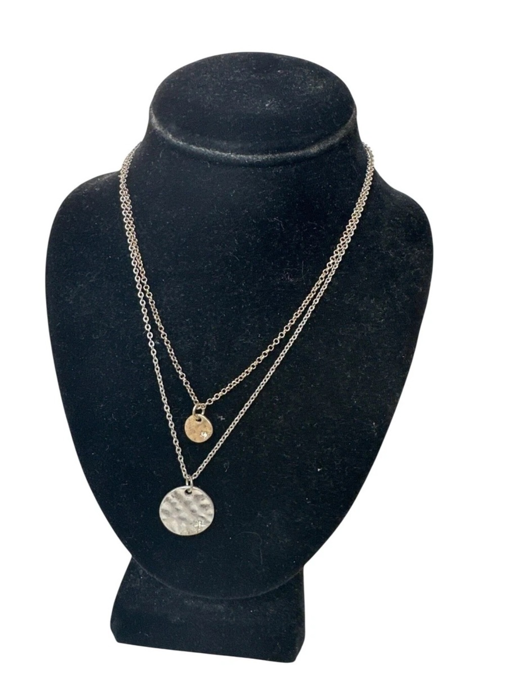 Premier Designs Hammered Double Disc Mixed Metals Necklace